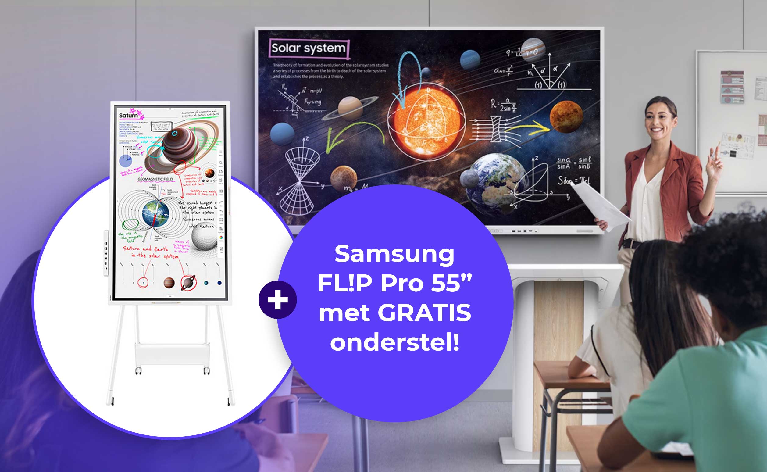 Actie: Samsung 55 inch FL!P Pro met gratis onderstel